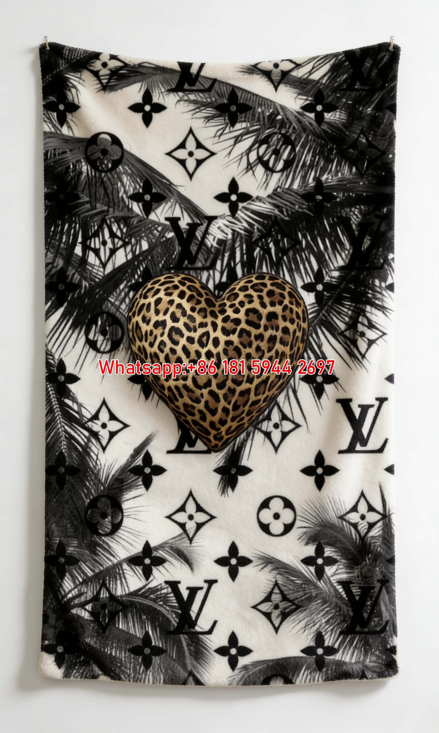 Leopard Heart LV Blanket Palm Tree LV Throw 176